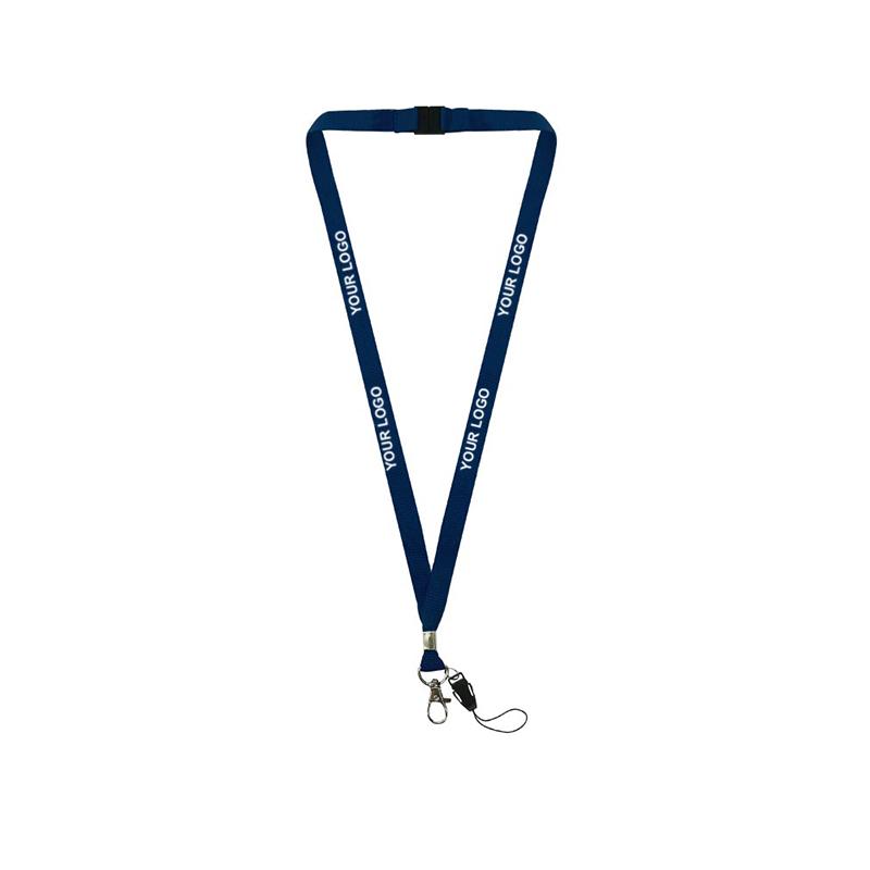 15mm Navy Blue Polyester Material Lanyard with Crocodile Hook