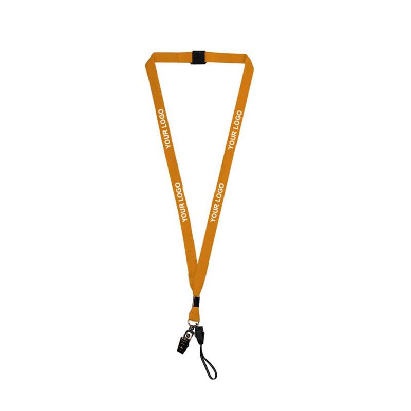 15mm Orange Polyester Material Lanyard with Crocodile Hook