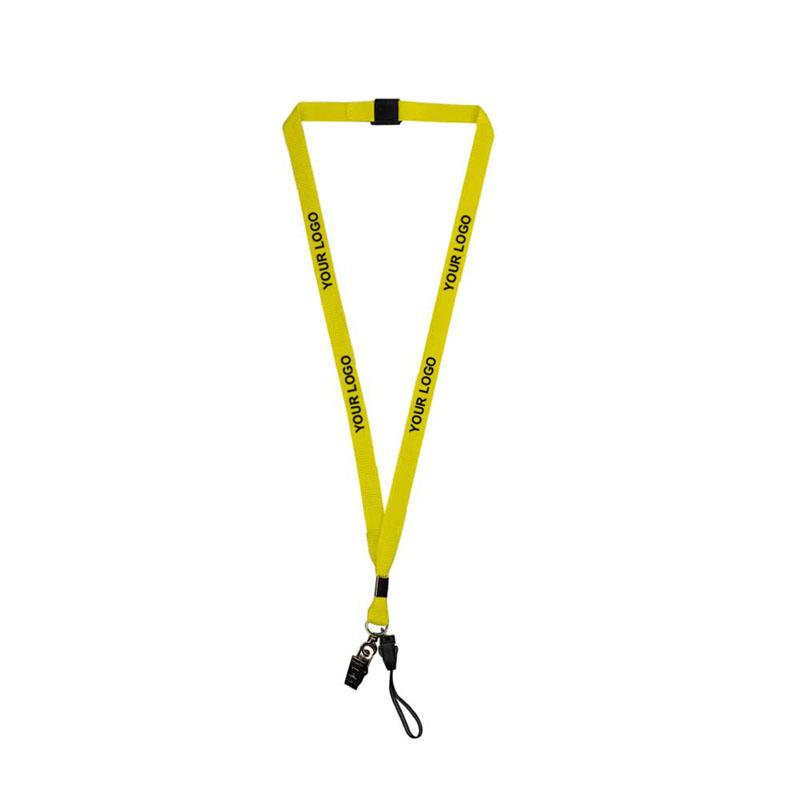 15mm Yellow Polyester Material Lanyard with Crocodile Hook